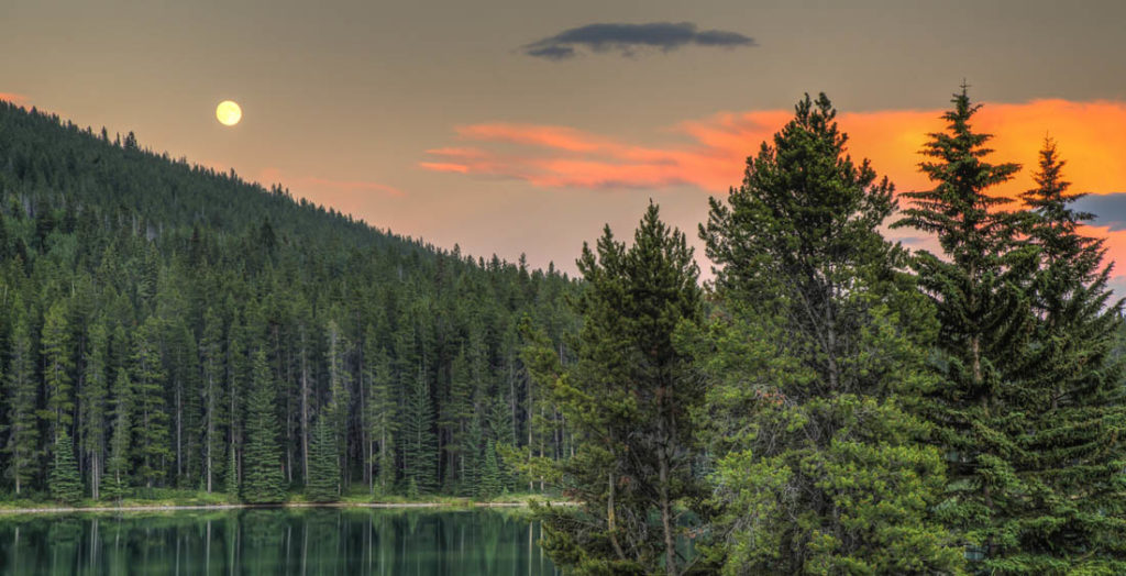sunset on Alberta lake
